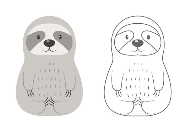 Sloth Kleurplaat Vector Illustratie — Stockvector