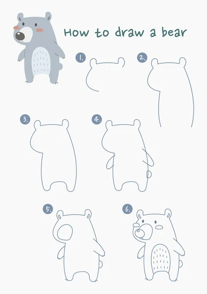 How Draw Bear Vector Illustration — Stock Vector