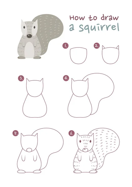 Wie zeichnet man Eichhörnchen Vektor Illustration — Stockillustration Wie Zeichnet Man Eichhörnchen Vektor Illustration — Stockvektor