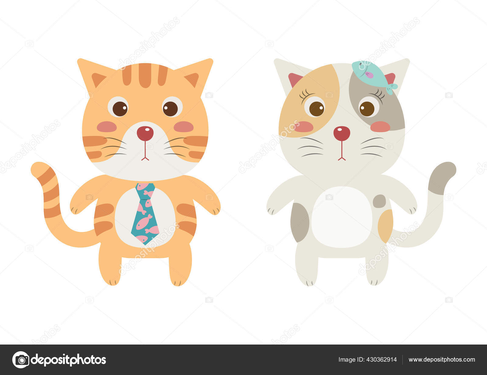 Vector Illustration Cute Cartoon Cats Boy Girl Stock Vector by ©NutkinsJ 430362914
