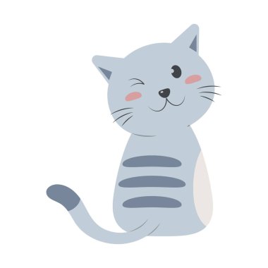 Beyaz arka planda sevimli kedi