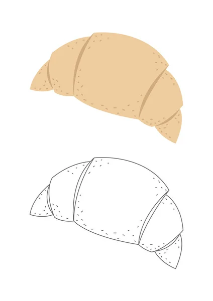 Croissanty Vektorové Ilustrace Pekařský Výrobek Ručně Kreslený Náčrt Izolované Bílém — Stockový vektor