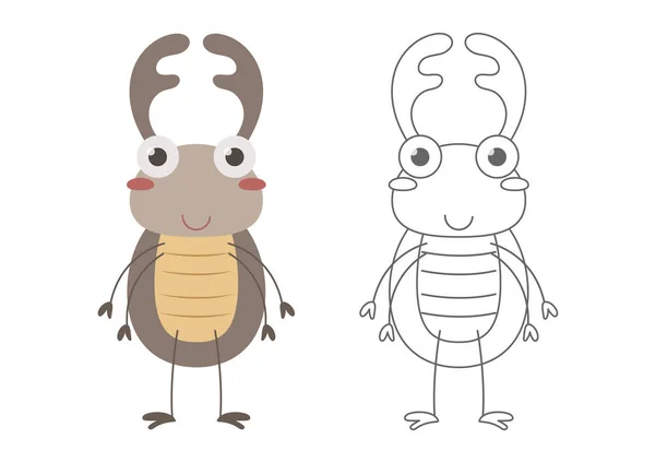 Geyik Böceği Renklendirme Sayfa Vektör Çizimi — Stok Vektör