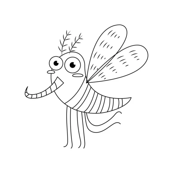 Αστεία Άχρωμη Διανυσματική Απεικόνιση Mosquito — Διανυσματικό Αρχείο
