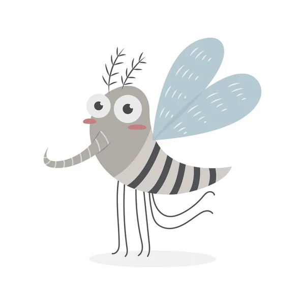 かわいい漫画蚊は白い背景に — ストックベクタ