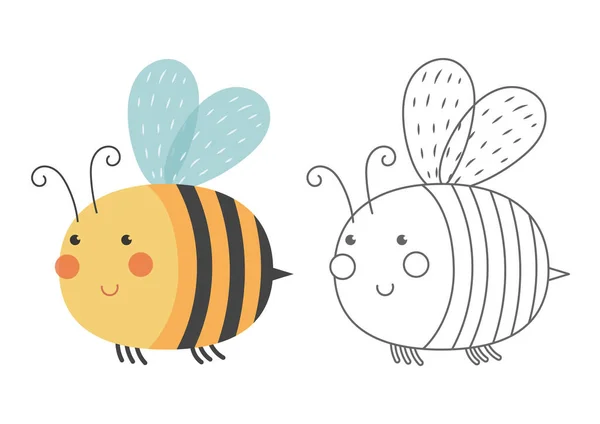 Desenho Vetorial Honey Bee Coloring Page — Vetor de Stock