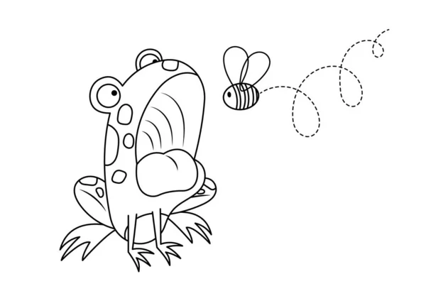 Kurbağa Yiyen Böcek Renksiz Vektör Çizimi