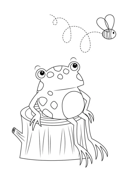 Žába Při Pohledu Bezbarvé Vektorové Ilustrace — Stockový vektor