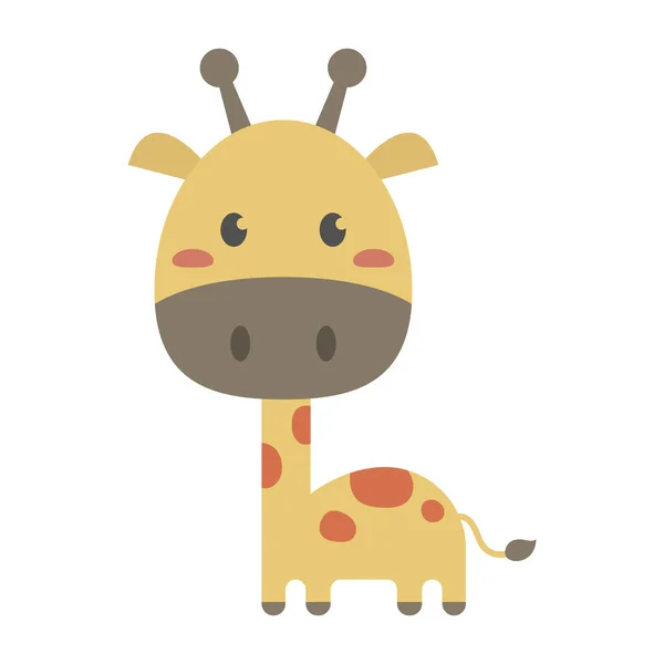 Carino Cartone Animato Giraffa Isolato Sfondo Bianco — Vettoriale Stock