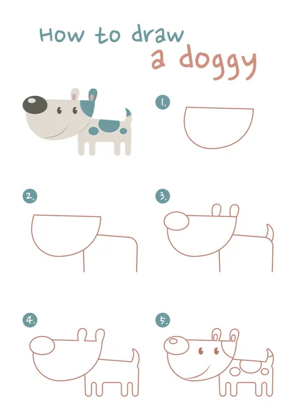 Wie man Doggy-Vektorillustration zeichnet — Stockillustration Wie Man Doggy Vektorillustration Zeichnet — Stockvektor