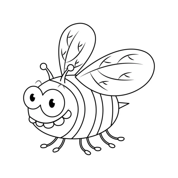 Funny Bee Colorless Vector Illustration — Stock Vector