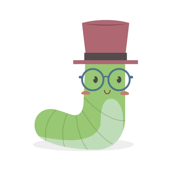 Ilustrasi Vektor Worm Wearing Glasses - Stok Vektor