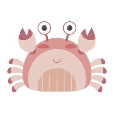 Beyaz arkaplanda sevimli bir yengeç çizgi filmi