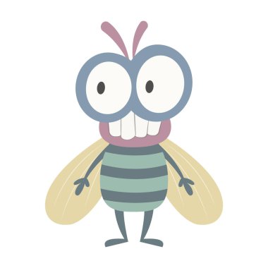 Beyaz arka planda şirin bir mayıs sineği çizgi filmi