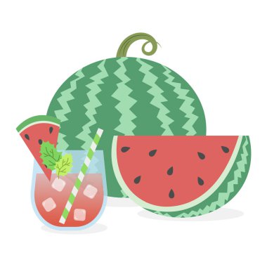 Karpuz simgesi beyaz arkaplanda izole edilmiş. yaz sembolü çizimi