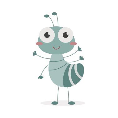 Beyaz arka planda sevimli karınca.