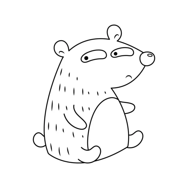 Αρκούδα Πλαϊνές Επιφάνειες Άχρωμη Διανυσματική Απεικόνιση — Διανυσματικό Αρχείο