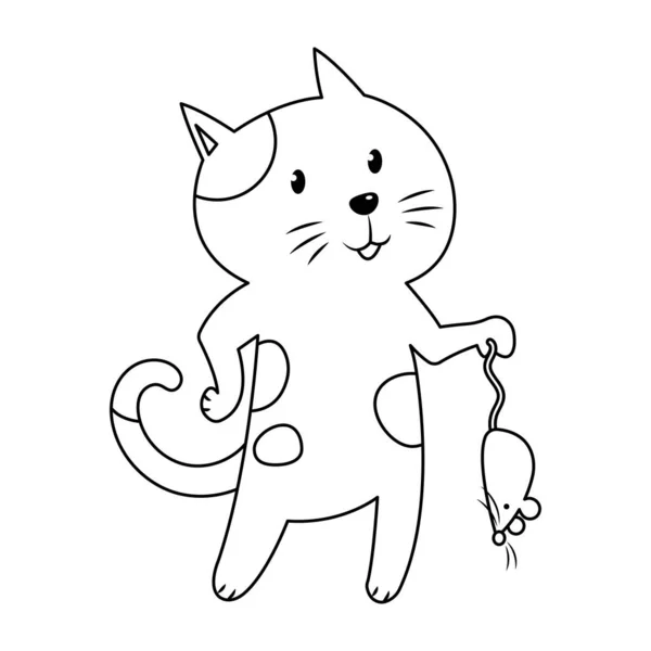 Niedliche Cartoon Katze Auf Weißem Hintergrund Für Kinder Prints Shirt — Stockvektor
