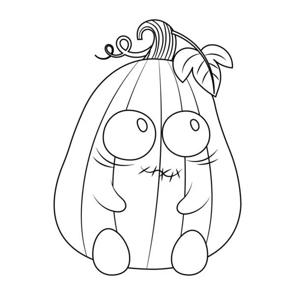 Vector Illustration Cute Cartoon Devil Pumpkin Coloring Page — 스톡 벡터