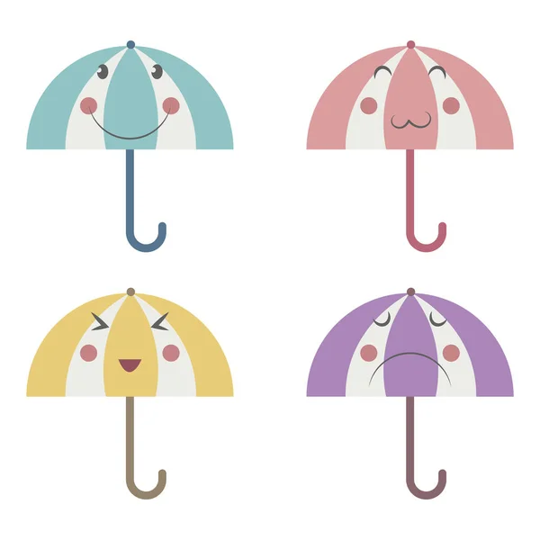 Vektor Illustration Von Regenschirm Emoticons — Stockvektor