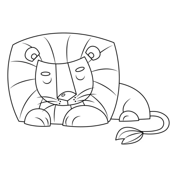 Vector Illustration Cartoon Sleeping Lion — Stock Vector