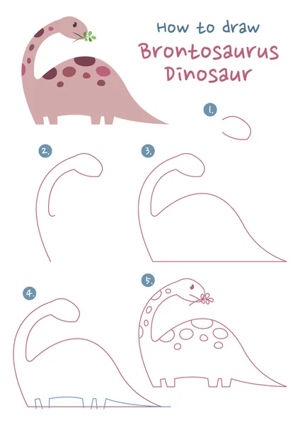 Brontozor Dinozor vektör illüstrasyonunun nasıl çizileceğini
