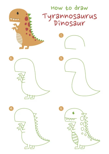 Jak Nakreslit Vektor Tyrannosaurus Dinosaurus — Stockový vektor