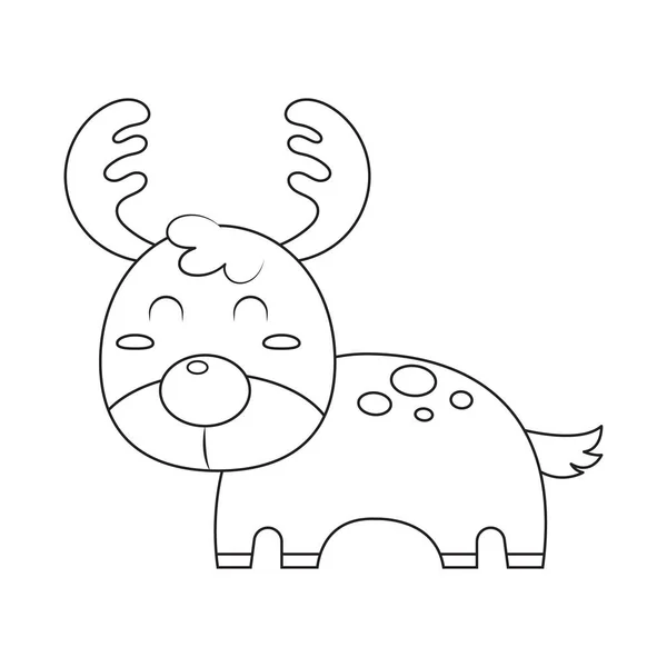 Cute Reindeer Isolated White Background Vector Illustration — Stock Vector