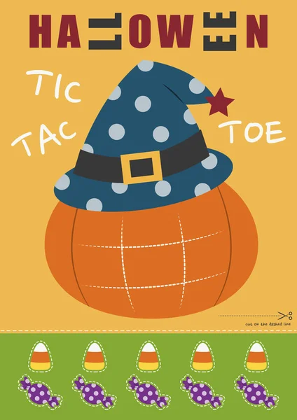 Halloween Pumpkin Tic Tac Toe Teckningar Att Skriva Spel Vektor — Stock vektor