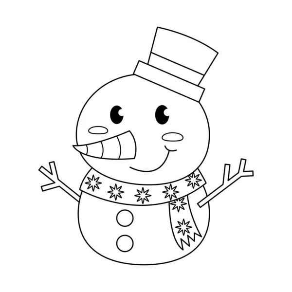 Snowman Vector Illustration Cartoon Colorir Página Bonito Desenho Animado Vetor —  Vetores de Stock