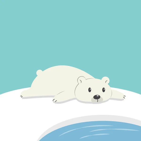 ホッキョクグマ氷のベクトルイラスト漫画に横たわっている 雪の上に横たわる極熊 — ストックベクタ