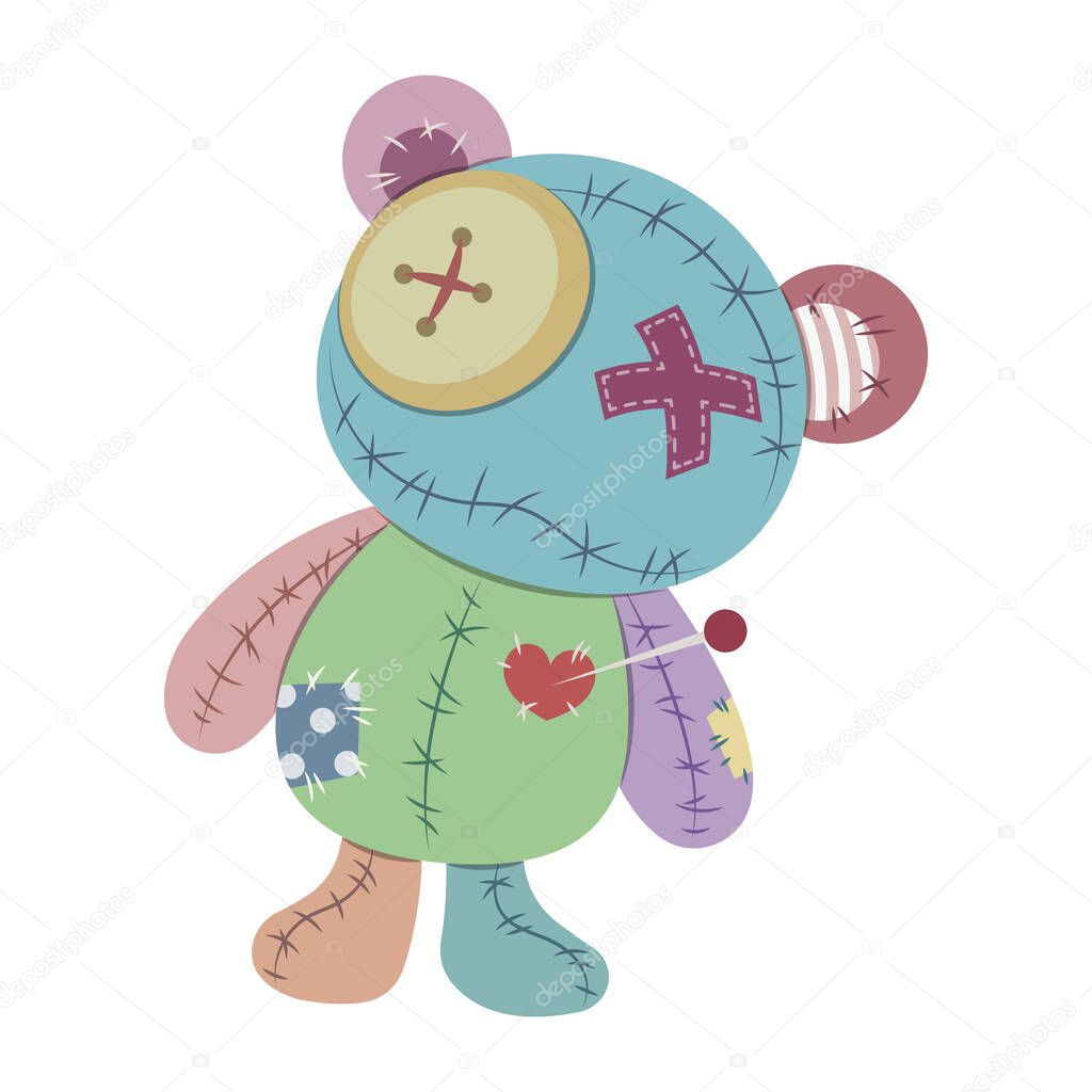 Vector illustration of Teddy Bear Voodoo Doll