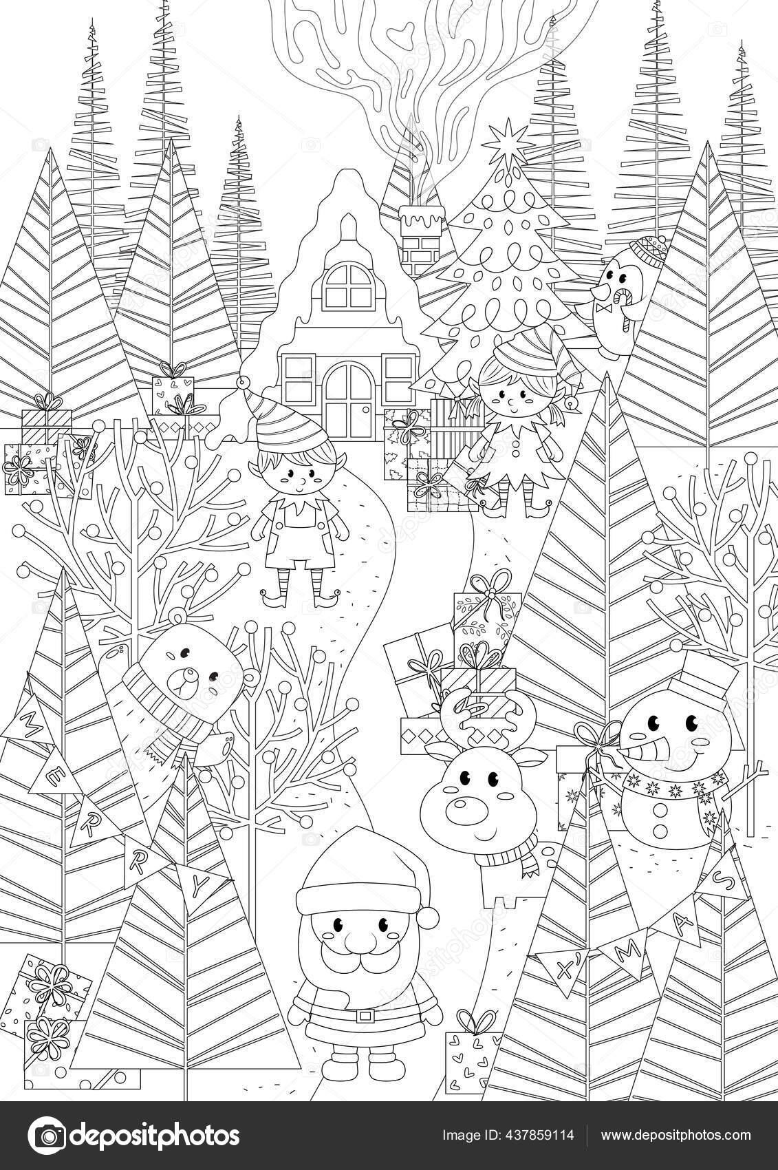 O Pai Natal em modo de desenho animado - Natal - Coloring Pages for Adults