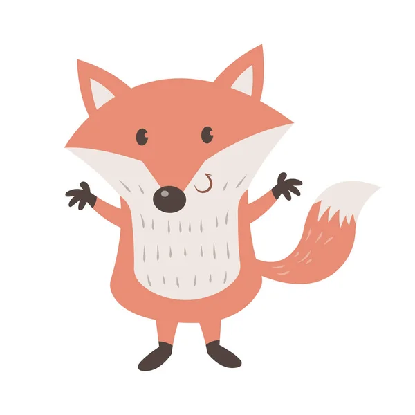 Happy Fox Vector Illustratie Cartoon Geïsoleerd Witte Achtergrond Leuke Vossenvector — Stockvector