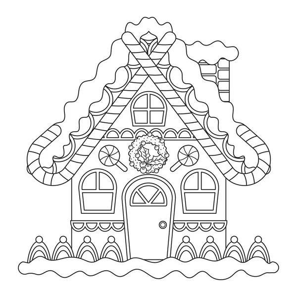 Pequena Casa Natal Desenho Animado Ilustração Vetor Neve Isolado Fundo — Vetor de Stock