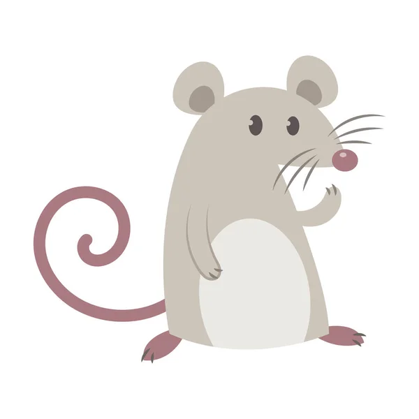 Ein Mausvektorillustration Karikatur Isoliert Auf Weißem Hintergrund Niedliche Rattenvektorkarikatur — Stockvektor