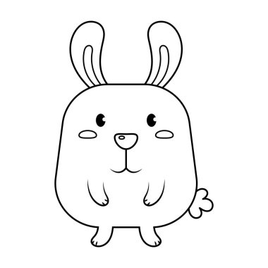 Beyaz arka planda izole edilmiş sevimli şişman tavşan vektör çizimi. Sevimli tavşan çizgi film boyama sayfası.