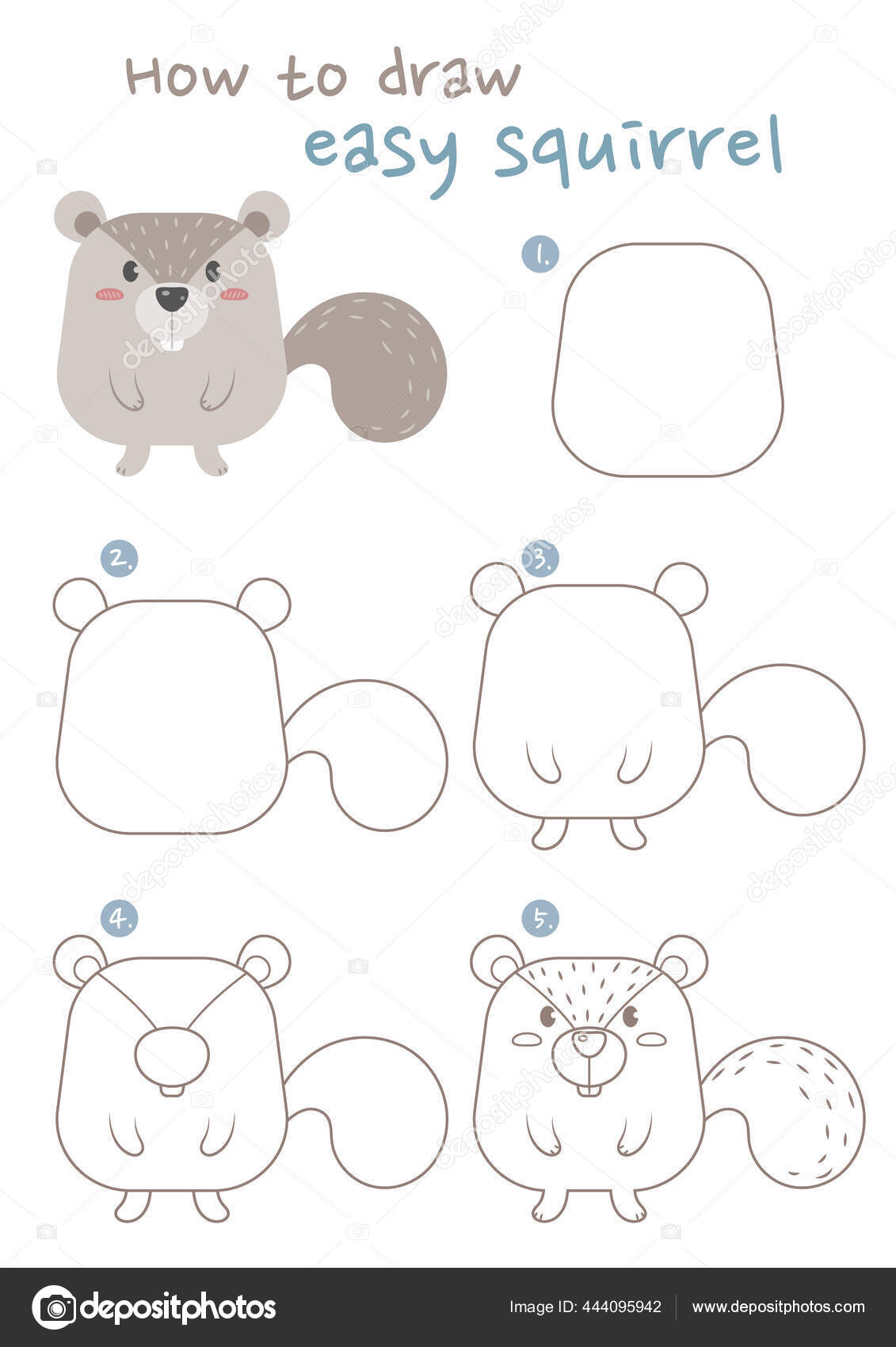How Draw Squirrel Vector Illustration Draw Fat Squirrel Step Step Stock  Vector Image by ©NutkinsJ #444095942