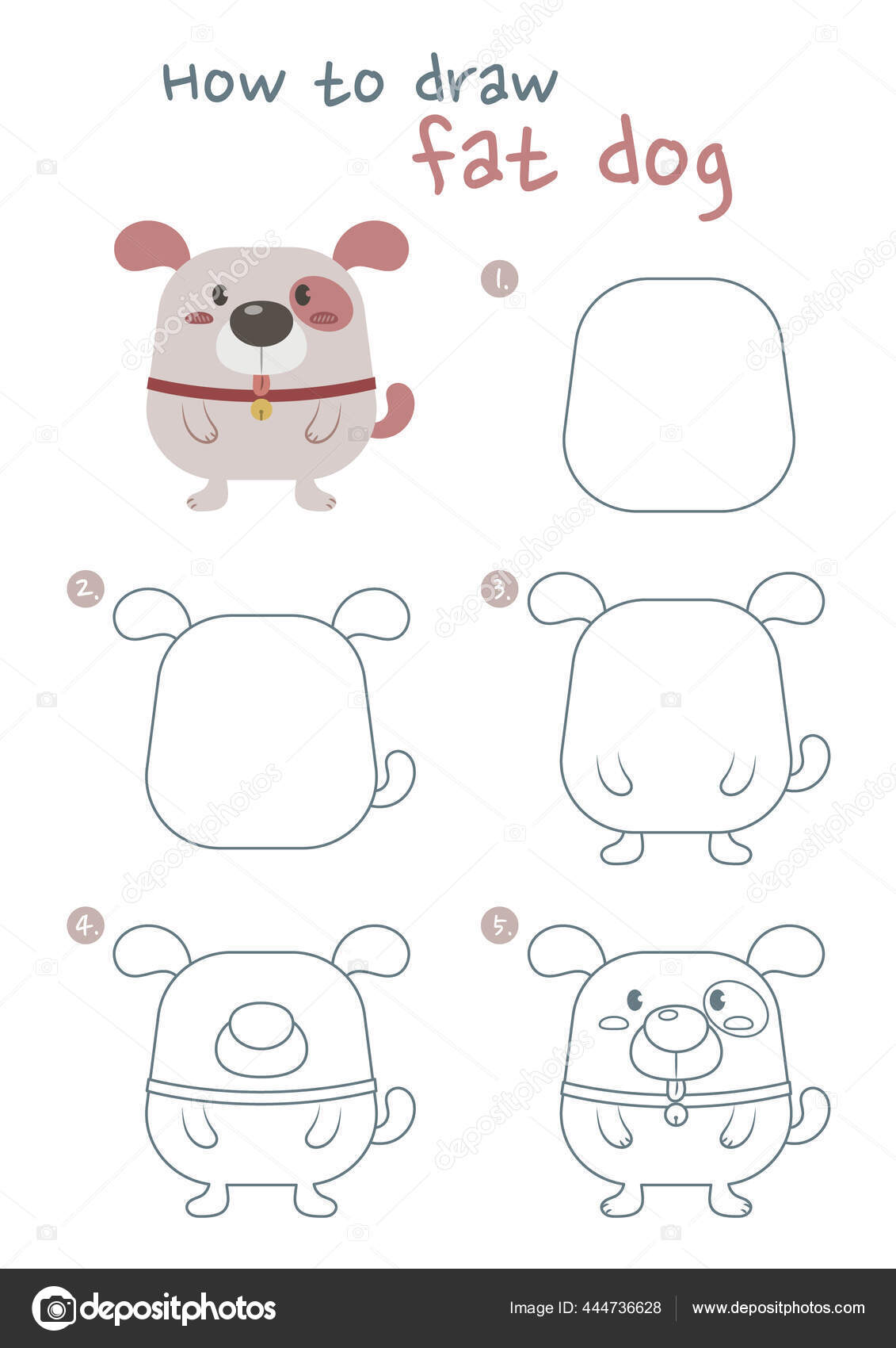 How Draw Puppy Vector Illustration Draw Puppy Step Step Fat Stock ...