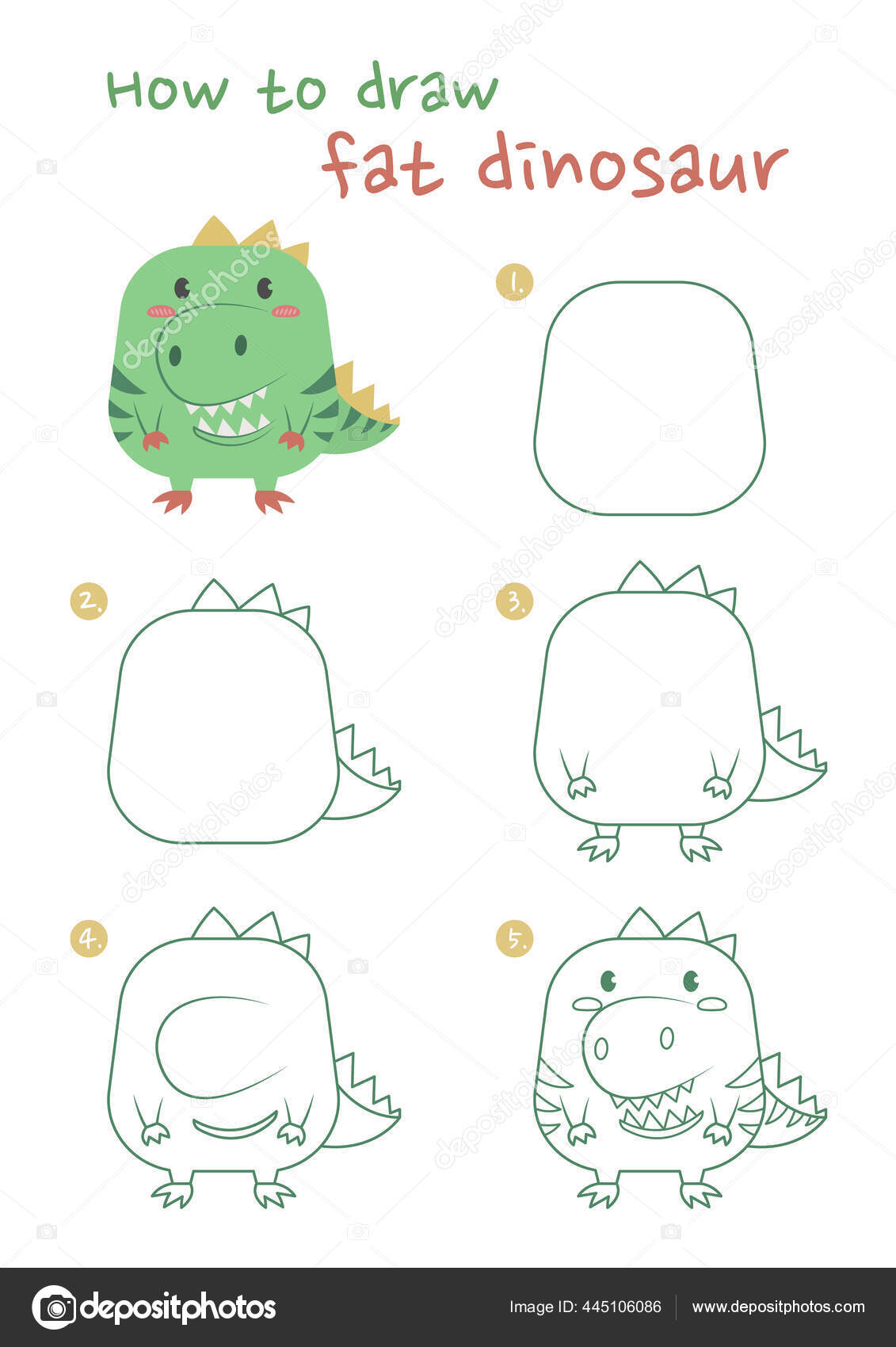 COMO DESENHAR UM TIRANOSSAURO REX (T-REX) KAWAII 