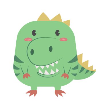 T-rex dinozor vektör illüstrasyon çizgi filmi beyaz arka planda izole edildi. Şirin dinozor vektör karikatürü.