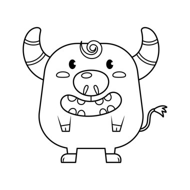 Beyaz arka planda izole edilmiş bufalo vektör çizimi. Tatlı bufalo vektör çizgi film renklendirme sayfası.