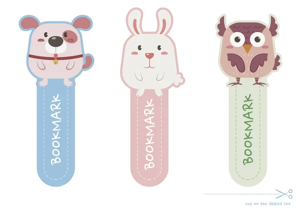 Parmak izi ve kesim için hayvan yer imi. Şirin köpek yavrusu, tavşan, baykuş yer imi ve kağıda basılabilir vektör tasarımı. 