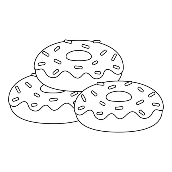 Векторная Иллюстрация Пончиков Карикатура Изолирована Белом Фоне Векторная Раскраска Пончиков — стоковый вектор