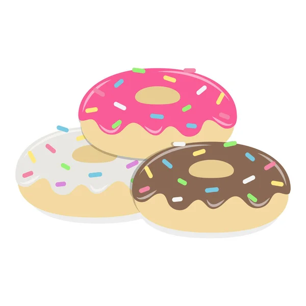 Donuts Vector Ilustración Dibujos Animados Aislados Sobre Fondo Blanco Donuts — Vector de stock