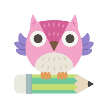 Beyaz arka planda izole edilmiş bir baykuş vektör çizimi. Şirin şişman baykuş vektör karikatürü.