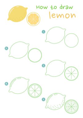 Limon dilimlenmiş vektör çizimi nasıl yapılır? Adım adım limon çiz. Şirin ve kolay çizim rehberi.