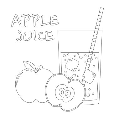 Elma suyu vektörü illüstrasyon çizgi film boyama sayfası.