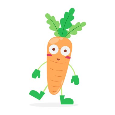 Beyaz arka planda izole edilmiş şirin havuç vektör çizgi filmi. Tatlı sebze çizgi filmi..