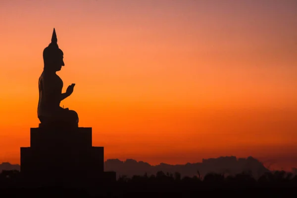 Sombras Pagodes Imagens Buda Quando Sol Põe Nakhon Thammarat Província — Fotografia de Stock